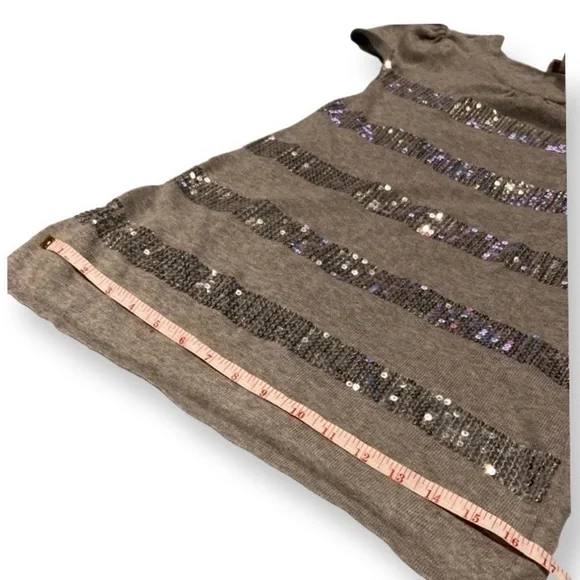 Children’s Place Girls Grey Gray Silver Sequin T Shirt Dress Girls Size 7/8 - Picture 6 of 8